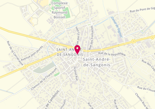 Plan de Pompes Funèbres Les Garrigues, 14 Cours Place, 34725 Saint-André-de-Sangonis