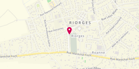 Plan de Riorges - Pompes Funèbres Paire et Marbrerie, 216 avenue Jean Reboul, 42153 Riorges
