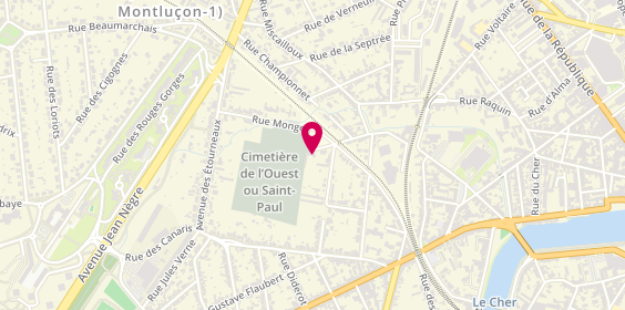 Plan de Marbrerie Graniterie Mourier, 13 avenue du Cimetière Saint-Paul, 03100 Montluçon
