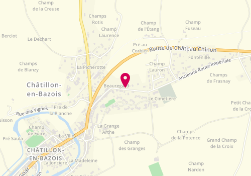 Plan de Pompes Funèbres Marbrerie Charon, Lieu-Dit Beauregard, 58110 Châtillon-en-Bazois