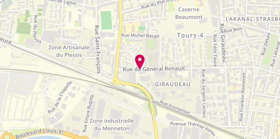 Plan de PFI Tours - Agence du Général Renault, 270 Rue du Général Renault, 37000 Tours