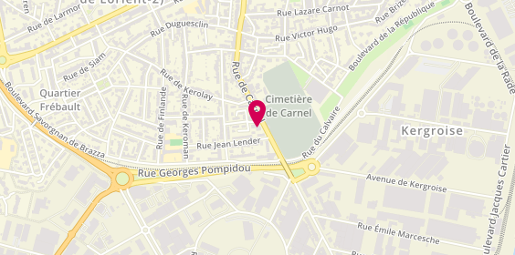 Plan de Pompes Funebres Marbrerie Prigent, 55 Rue de Carnel, 56100 Lorient