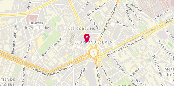 Plan de Agence Italie, Services Funéraires Ville de Paris, 13e arrondissement, 74 avenue des Gobelins, 75013 Paris