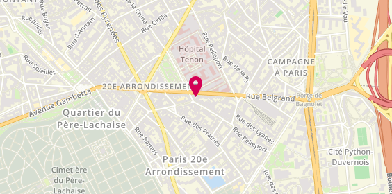 Plan de Pompes Funèbres Menilmontant Internation, 22 Rue Belgrand, 75020 Paris