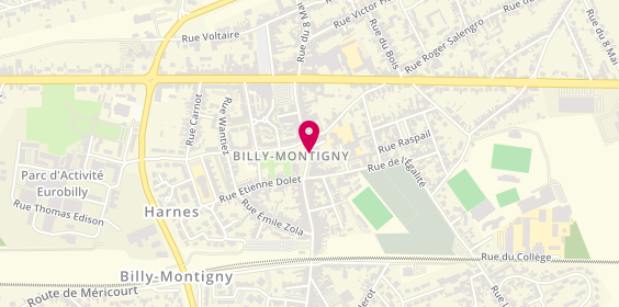 Plan de Pompes funèbres de Billy Montigny Telle-GAUER, 14 Rue Jean Jaurès, 62420 Billy-Montigny